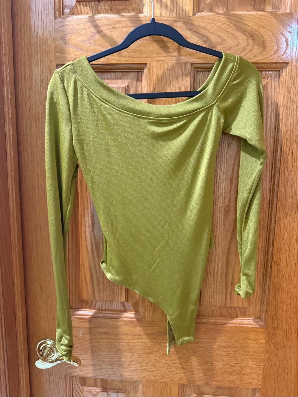 Free People Asymmetric One-Shoulder Long Sleeve Bodysuit in Olive